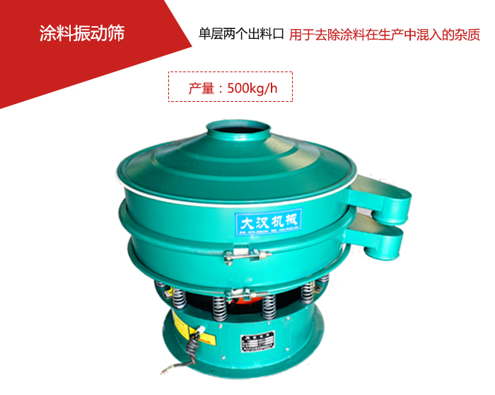 涂料屬于普通不易發生反應的物料，所以涂料振動篩采用的是碳鋼材質。